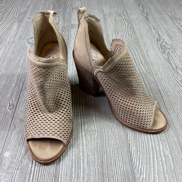 VINCE CAMUTO Leather Slip On Heeled Booties - Picture 2 of 11